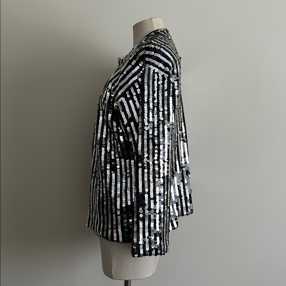 Vintage SEQUIN Rocker SILK STRIPED Jacket SZ M/L - Picture 5 of 7